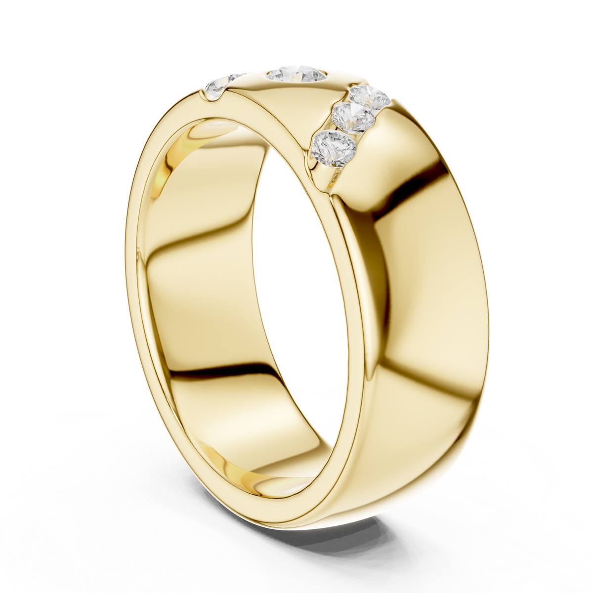 14K Solid Gold Lab Diamond Band Ring, Yellow Gold, view 1