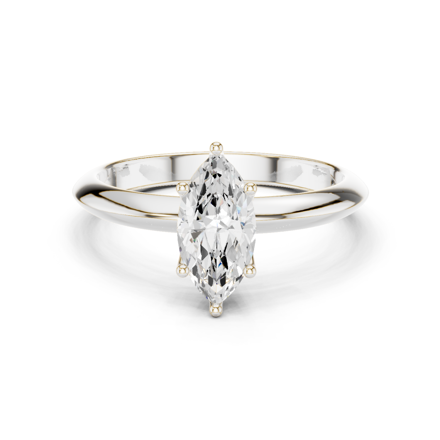 Gold Jewelry L36-6, Marquise center stone, White Gold