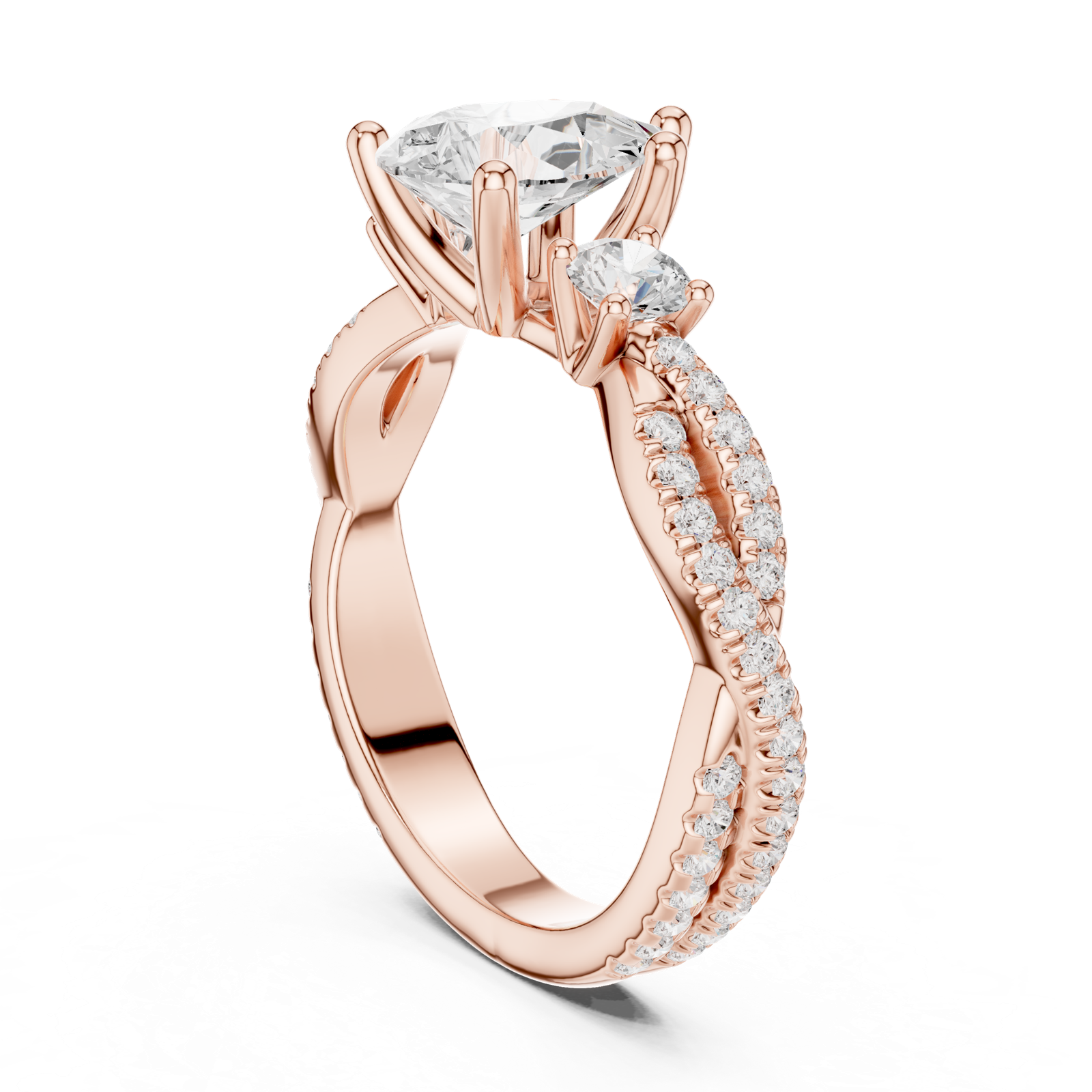 Gold Ring DDLR-281, Pear center stone, Rose Gold, view 1