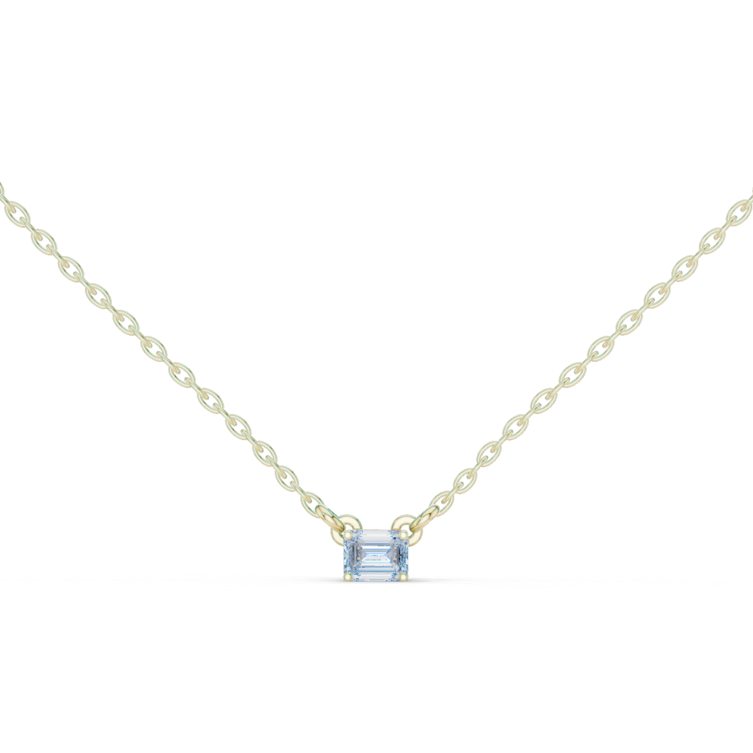 14K Solid Gold Lab Diamond Solitaire Pendant Necklace, Yellow Gold