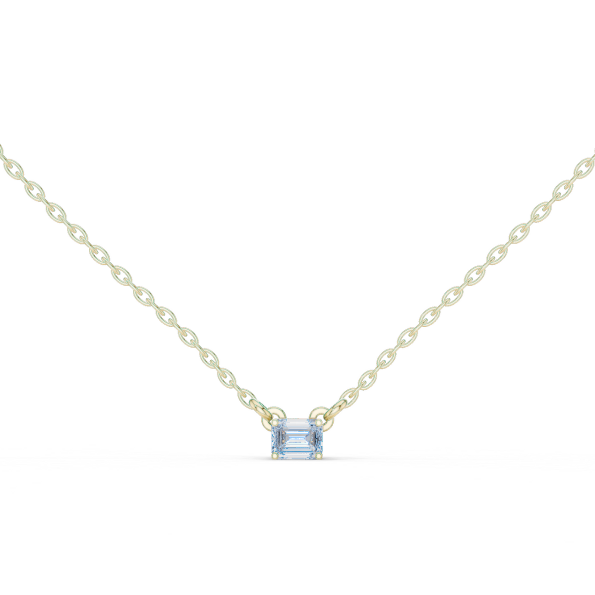14K Solid Gold Lab Diamond Solitaire Pendant Necklace, Yellow Gold
