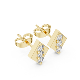 14K Solid Gold Lab Diamond Cluster Earrings, Yellow Gold, view 2