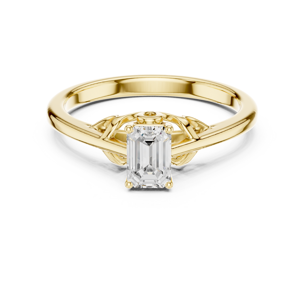14K Solid Gold Lab Diamond Solitaire Ring, Yellow Gold