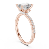 Gold Ring, Emerald center stone, Rose Gold, view 1