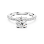 Gold Ring DDLR-256, Round center stone, White Gold, view 4