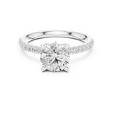 Gold Ring DDLR-256, Round center stone, White Gold, view 4