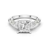 Gold Ring DDLR-284, Princess center stone, White Gold