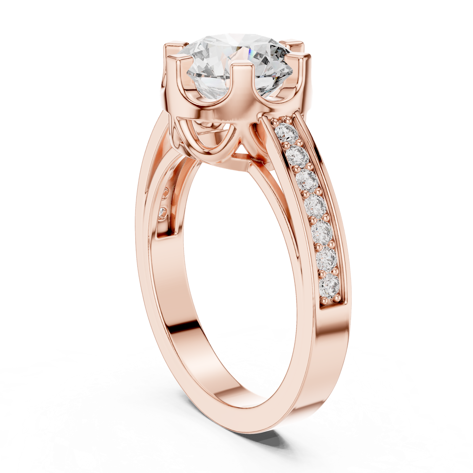 14K Solid Gold Lab Diamond Solitaire Ring, Rose Gold, view 1