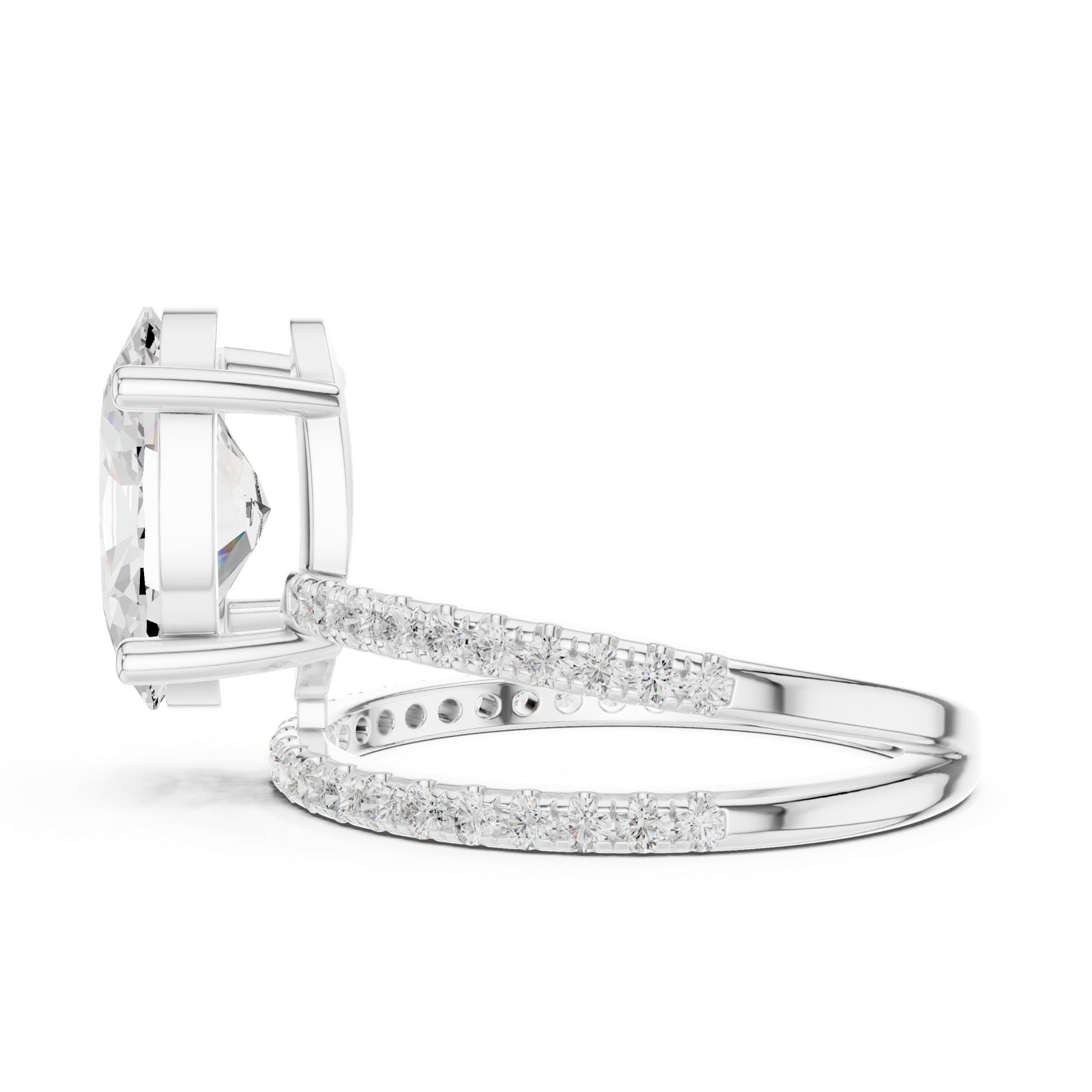 Gold Jewelry L35-39, Oval center stone, White Gold, view 3