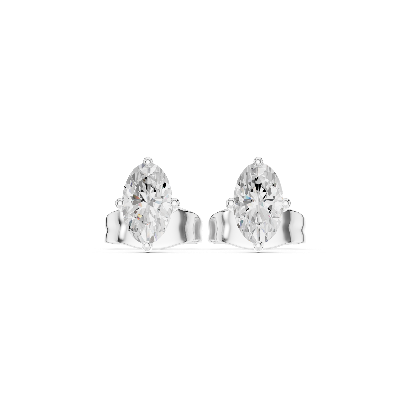 14K Solid Gold Lab Diamond Stud Earrings, White Gold, view 4