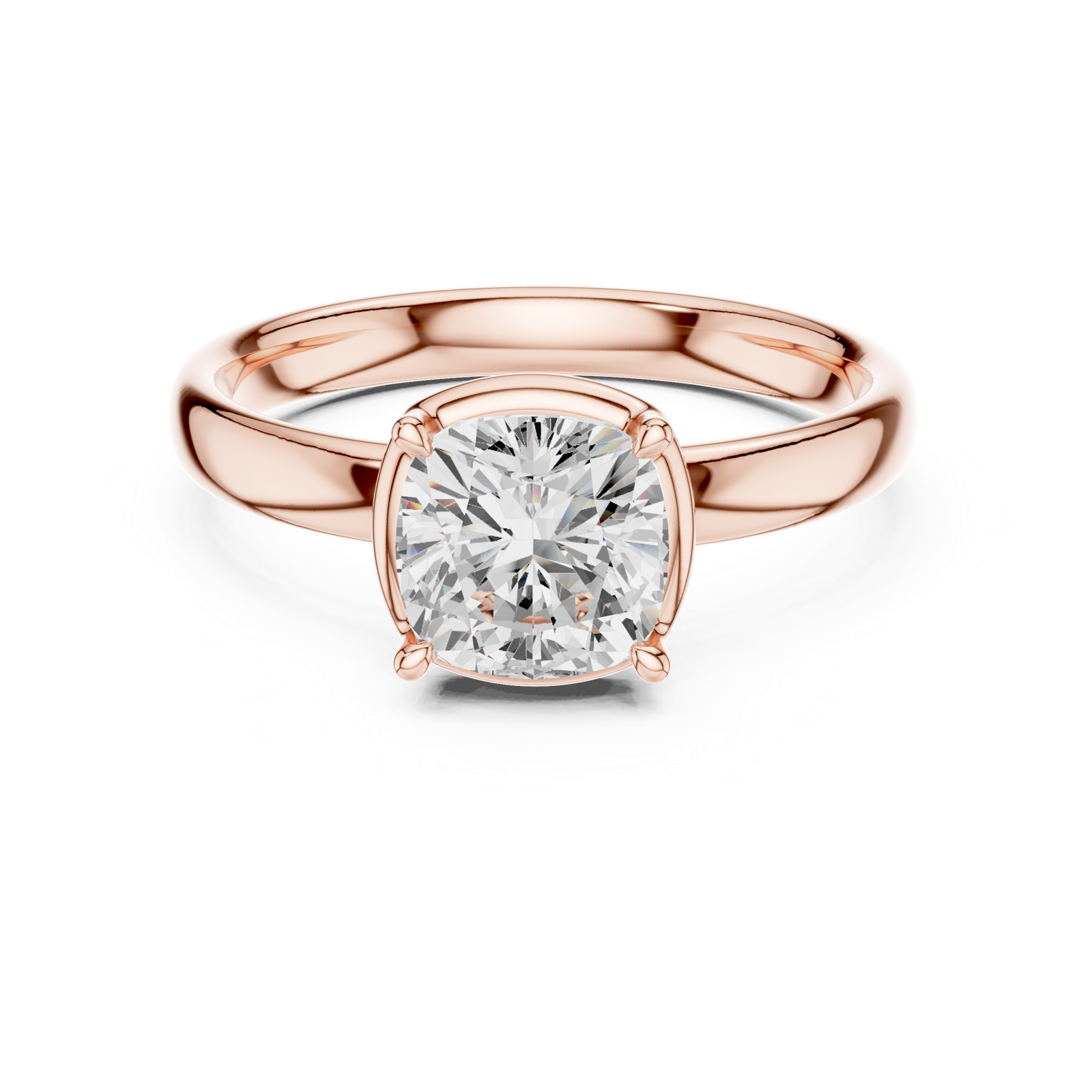 Gold Jewelry, Cushion center stone, Rose Gold, view 4