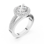 Gold Ring DDLR-350, Round center stone, White Gold, view 2