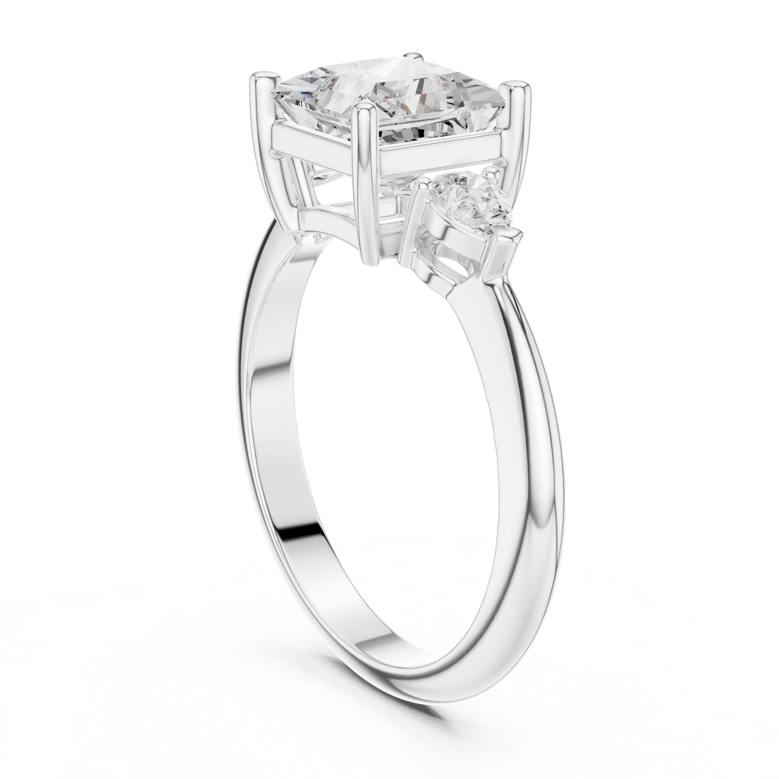 Gold Jewelry L35-66, Princess center stone, White Gold, view 1