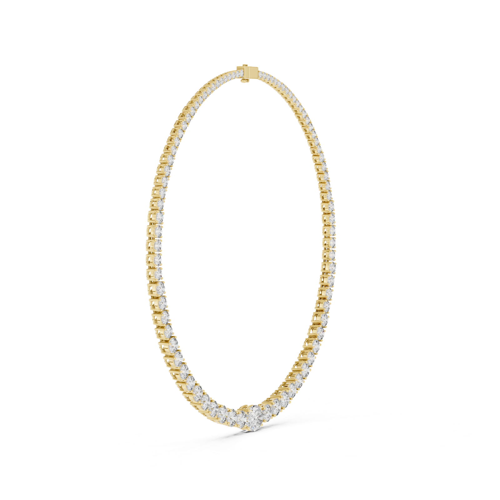 14K Solid Gold Lab Diamond Tennis Necklace, Yellow Gold, view 3