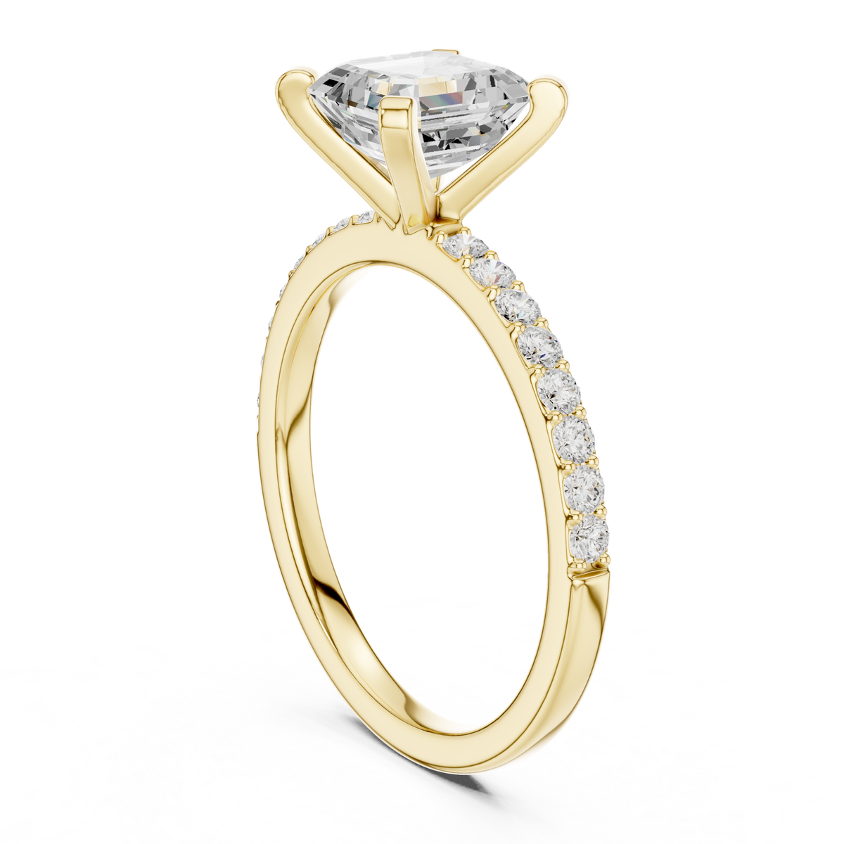 14K Solid Gold Lab Diamond Solitaire Ring, Yellow Gold, view 1