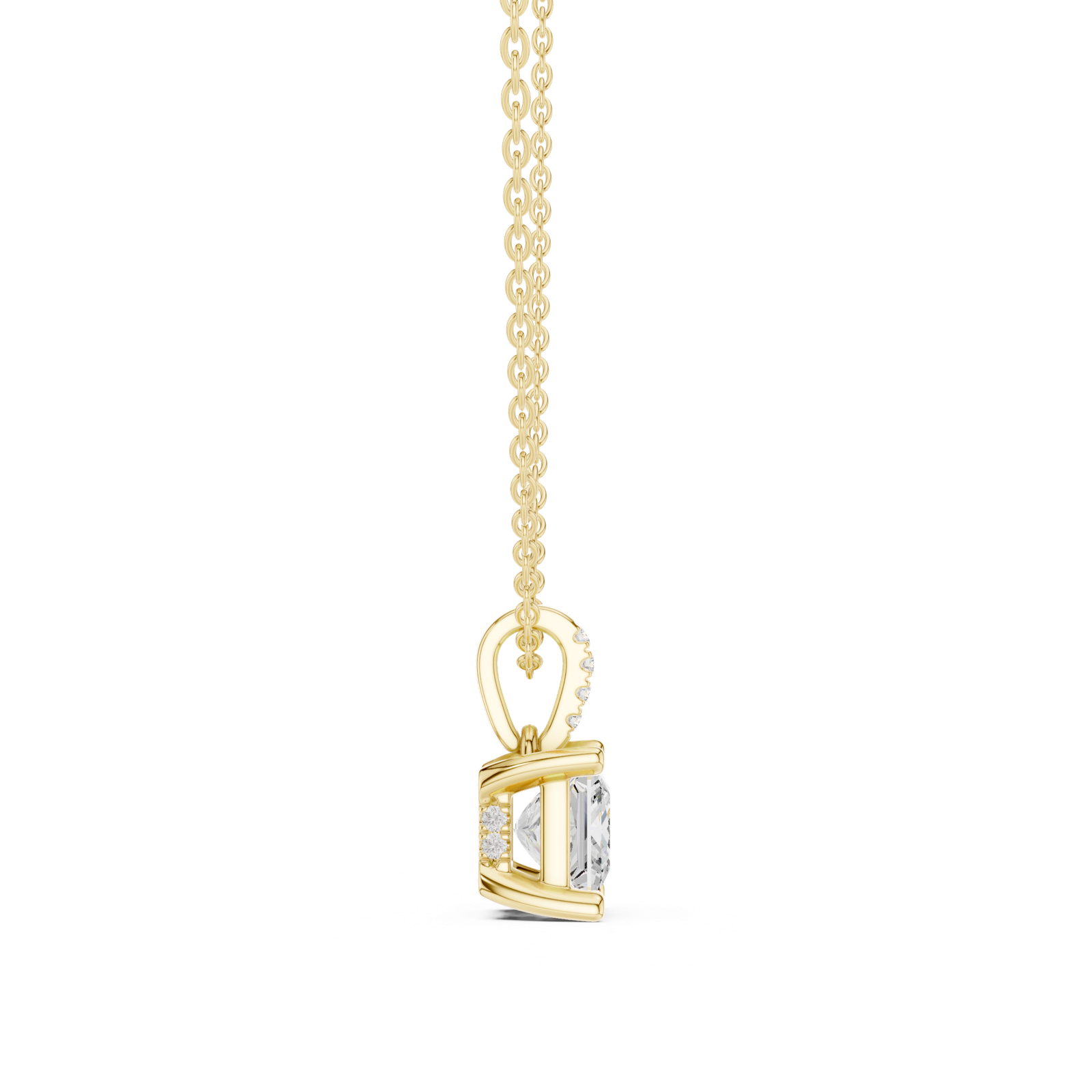 Gold Jewelry DDPO-009, Princess center stone, Yellow Gold, view 3