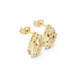 14K Solid Gold Lab Diamond Cluster Earrings, Yellow Gold, view 1