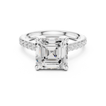 Gold Ring, Asscher center stone, White Gold, view 4