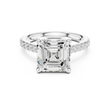 Gold Ring, Asscher center stone, White Gold, view 4
