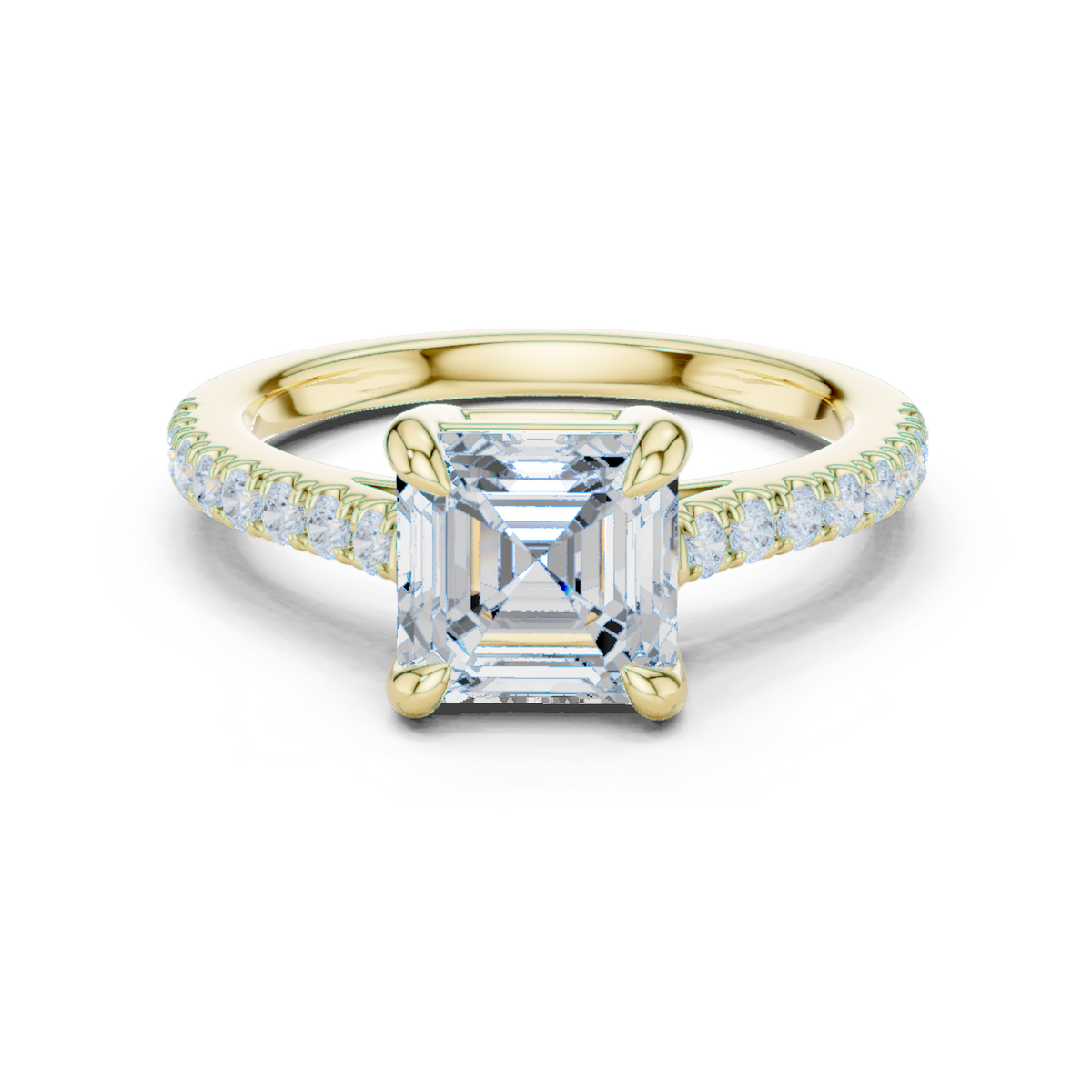 14K Solid Gold Lab Diamond Solitaire Ring, Yellow Gold