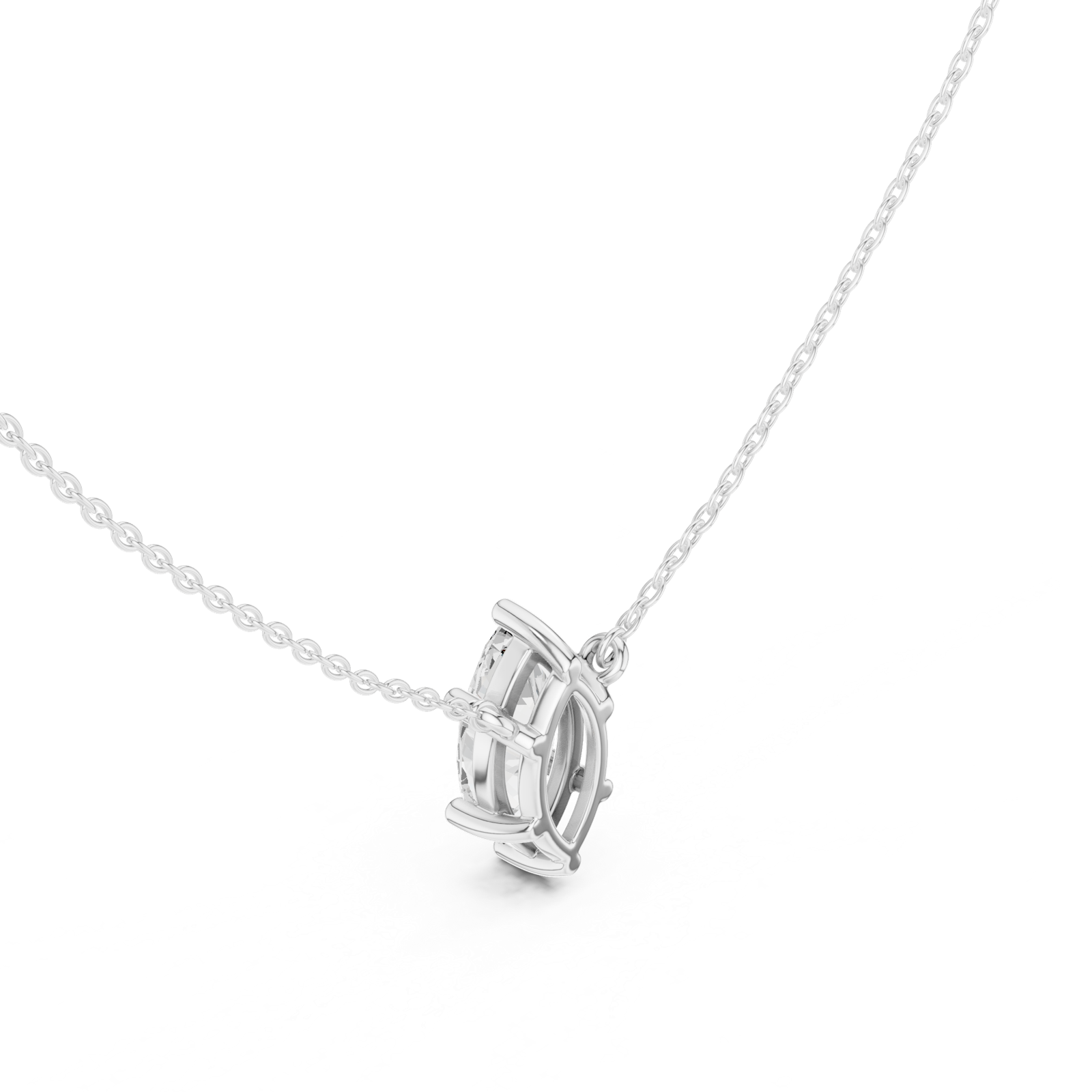 Gold Jewelry DDPO-001, Marquise center stone, White Gold, view 2
