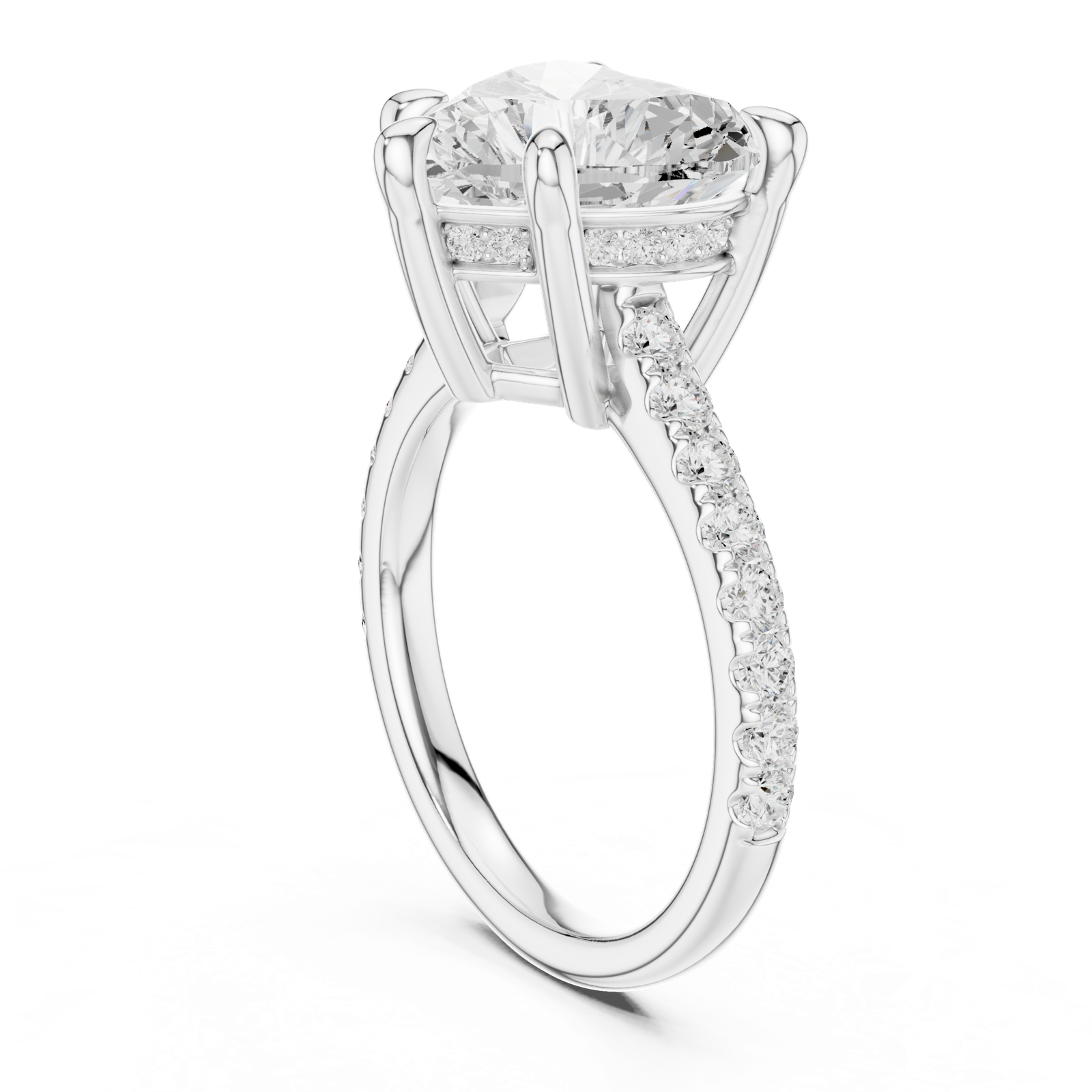 Gold Ring DDLR-250, Heart center stone, White Gold, view 1