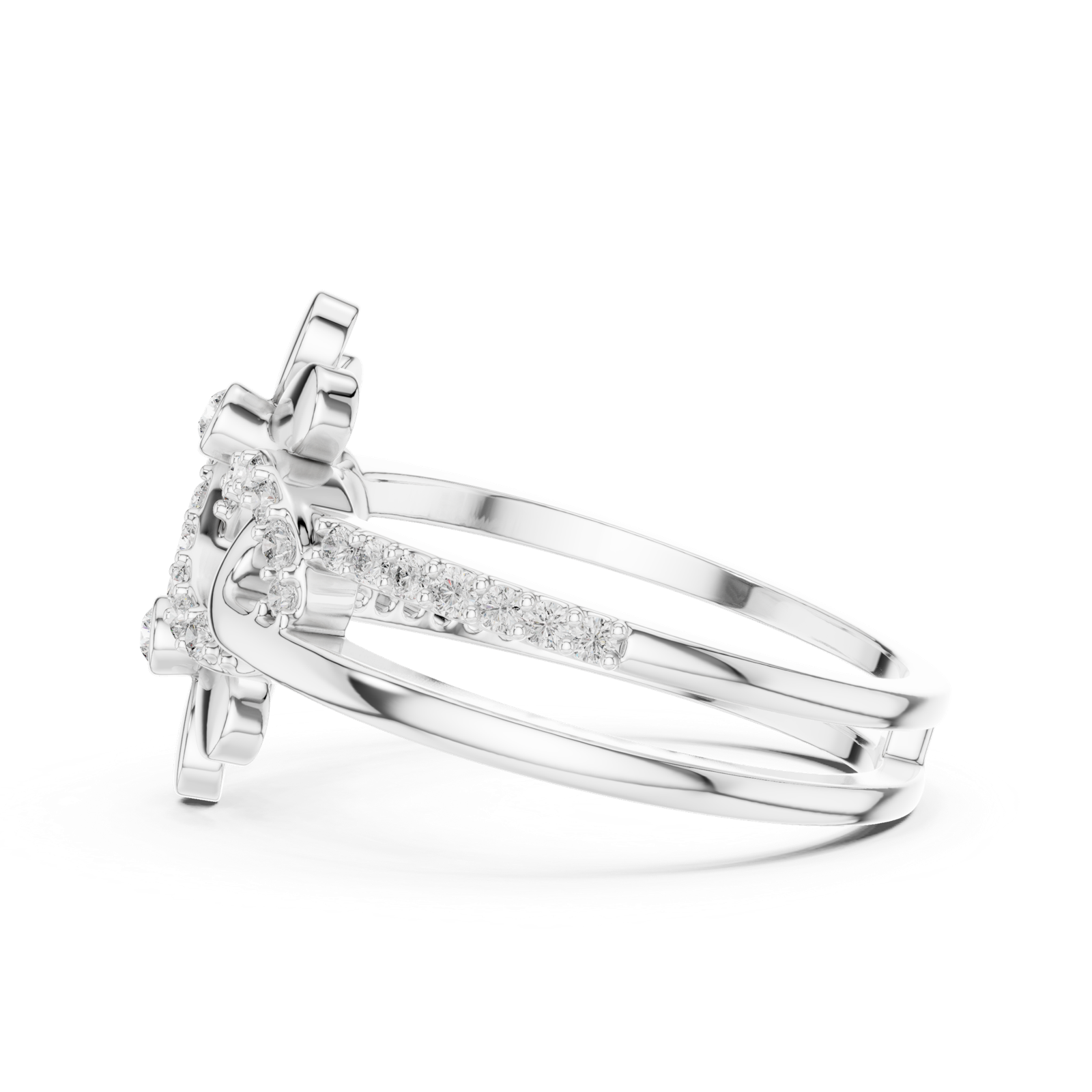 Gold Ring LR-01 (80), White Gold, view 3