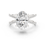 Gold Jewelry L36-25, Oval center stone, White Gold