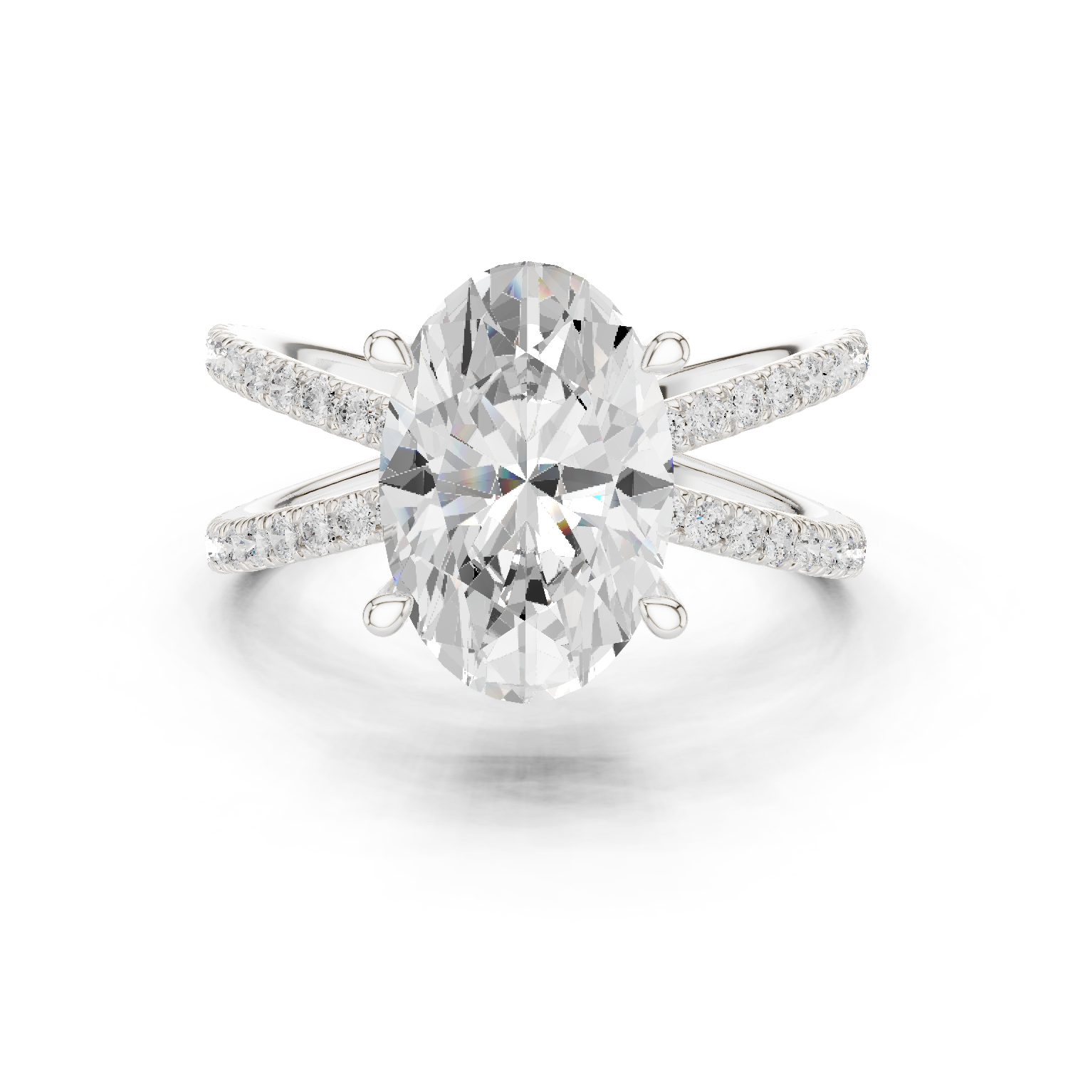 Gold Jewelry L36-25, Oval center stone, White Gold