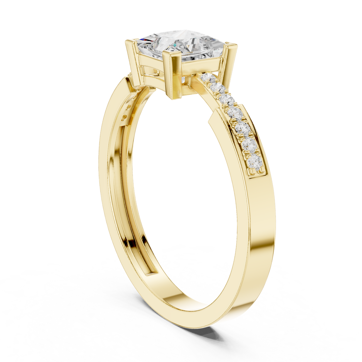 14K Solid Gold Lab Diamond Solitaire Ring, Yellow Gold, view 1