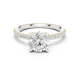 Gold Ring DDLR-256, Round center stone, White Gold