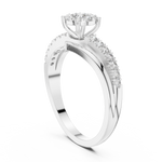 14K Solid Gold Lab Diamond Crossover Ring, White Gold, view 1