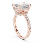 Gold Ring, Emerald center stone, Rose Gold, view 1