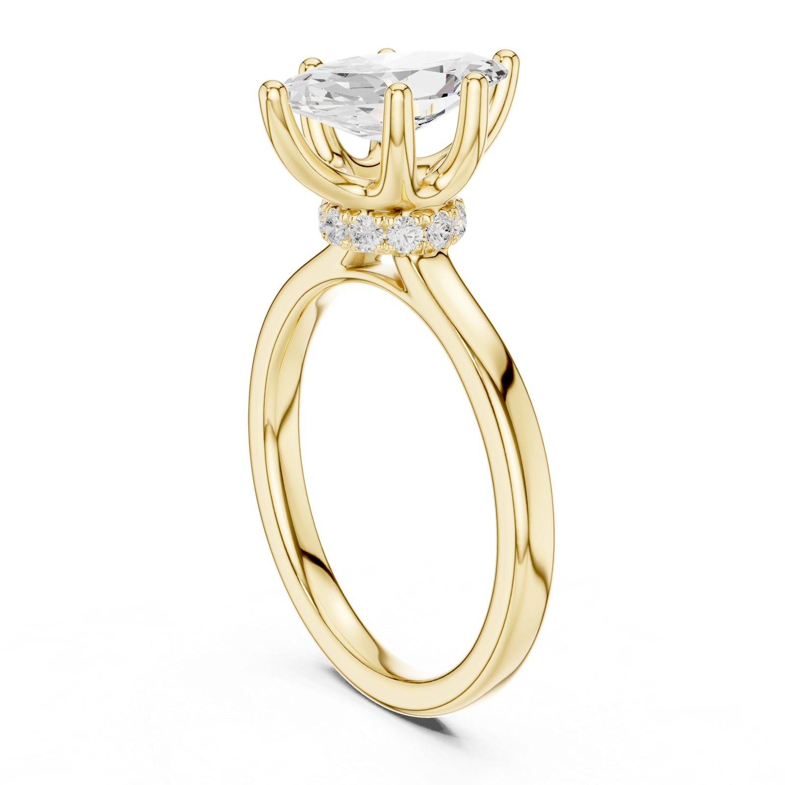 Gold Ring DDLR-176, Marquise center stone, Yellow Gold, view 1