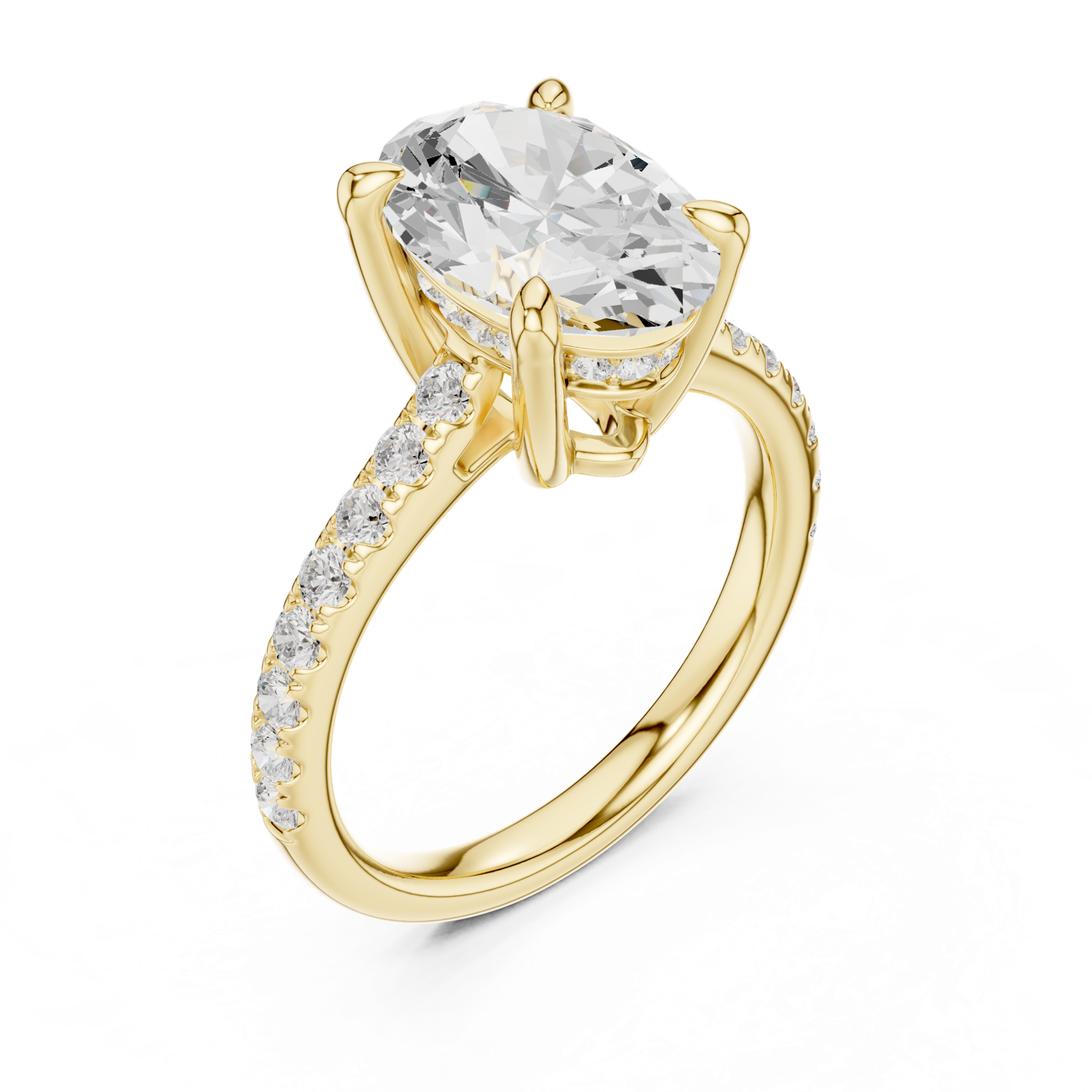 Gold Ring DDLR-250, Oval center stone, Yellow Gold, view 2