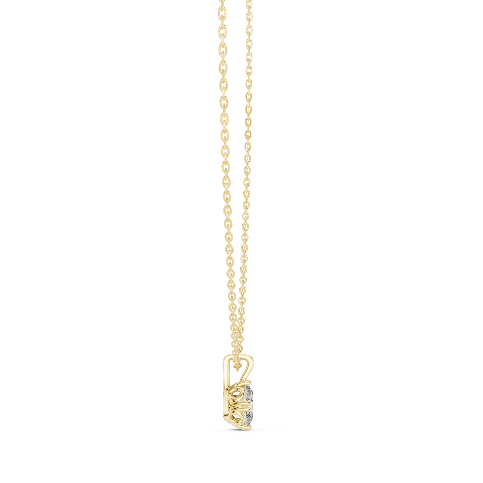 14K Solid Gold Lab Diamond Solitaire Pendant Necklace, Yellow Gold, view 3