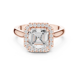 Gold Ring, Asscher center stone, Rose Gold, view 4