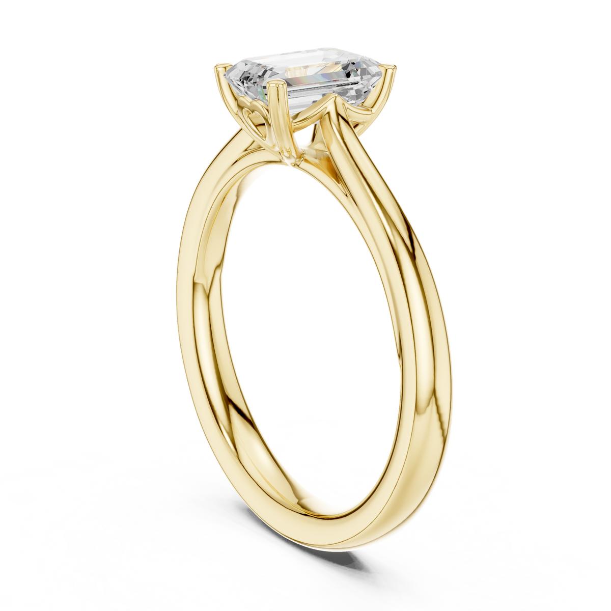 14K Solid Gold Lab Diamond Solitaire Ring, Yellow Gold, view 1