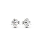 14K Solid Gold Lab Diamond Stud Earrings, White Gold