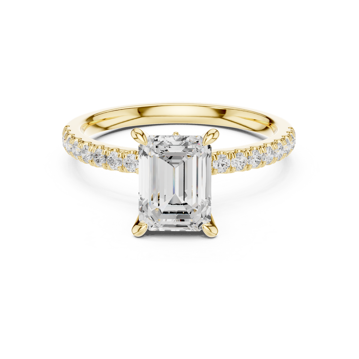 14K Solid Gold Lab Diamond Solitaire Ring, Yellow Gold