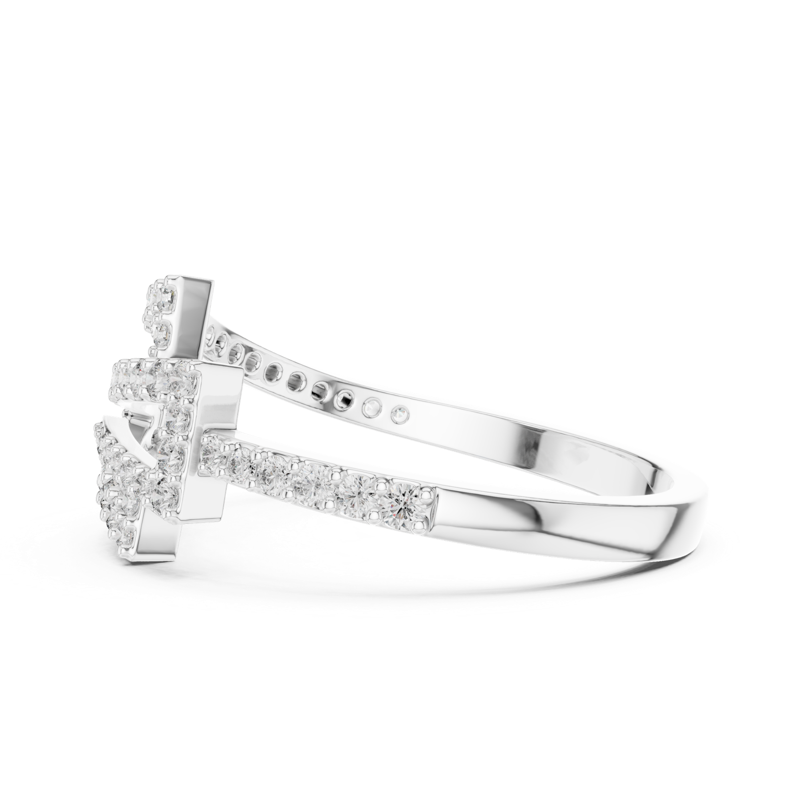 Gold Ring LR-01 (75), White Gold, view 3