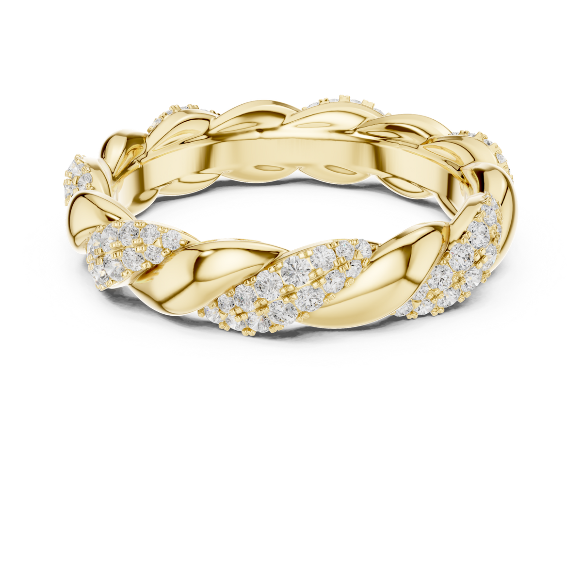 14K Solid Gold Lab Diamond Twist Ring, Yellow Gold