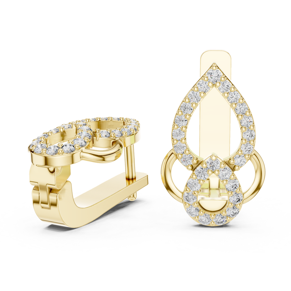 14K Solid Gold Lab Diamond Drop Earrings, Yellow Gold, view 1