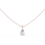 14K Solid Gold Lab Diamond Solitaire Pendant Necklace, Rose Gold