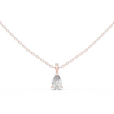 14K Solid Gold Lab Diamond Solitaire Pendant Necklace, Rose Gold