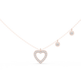 14K Solid Gold Lab Diamond Heart Pendant Necklace, Rose Gold