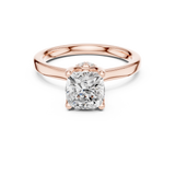 Gold Ring DDLR-176, Cushion center stone, Rose Gold, view 4