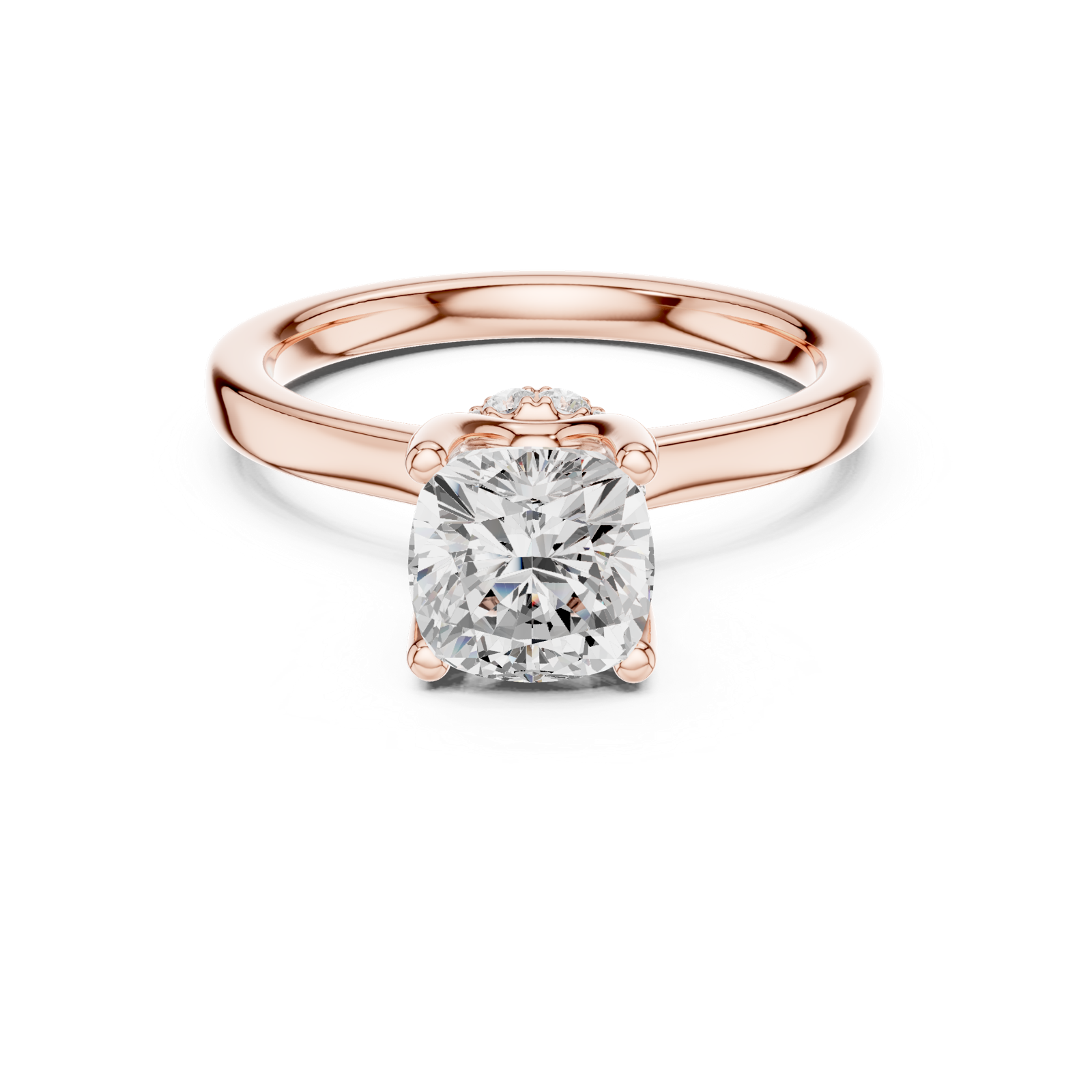 Gold Ring DDLR-176, Cushion center stone, Rose Gold, view 4
