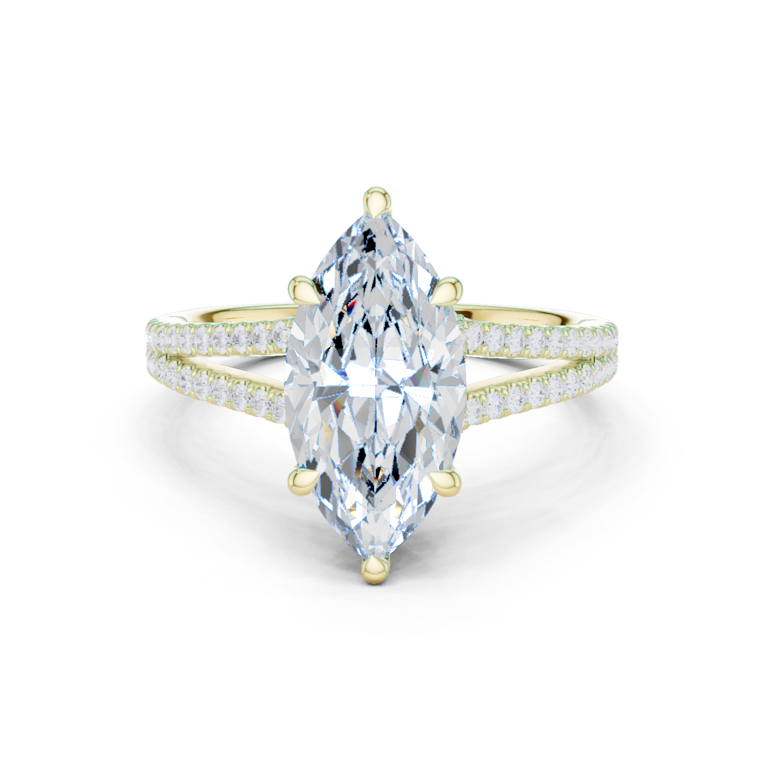 Gold Ring DDLR-252, Marquise center stone, Yellow Gold