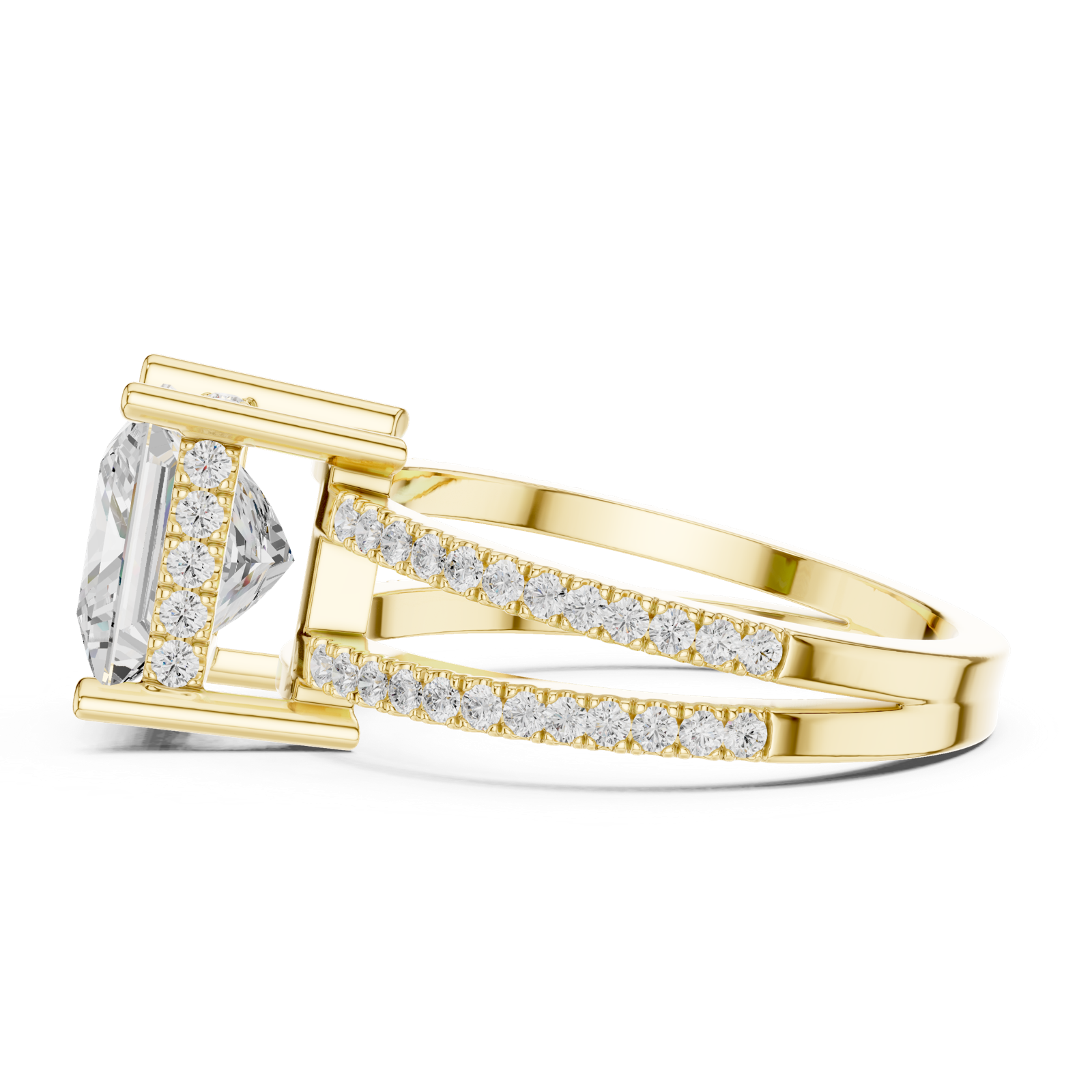 Gold Jewelry L36-13, Princess center stone, Yellow Gold, view 3